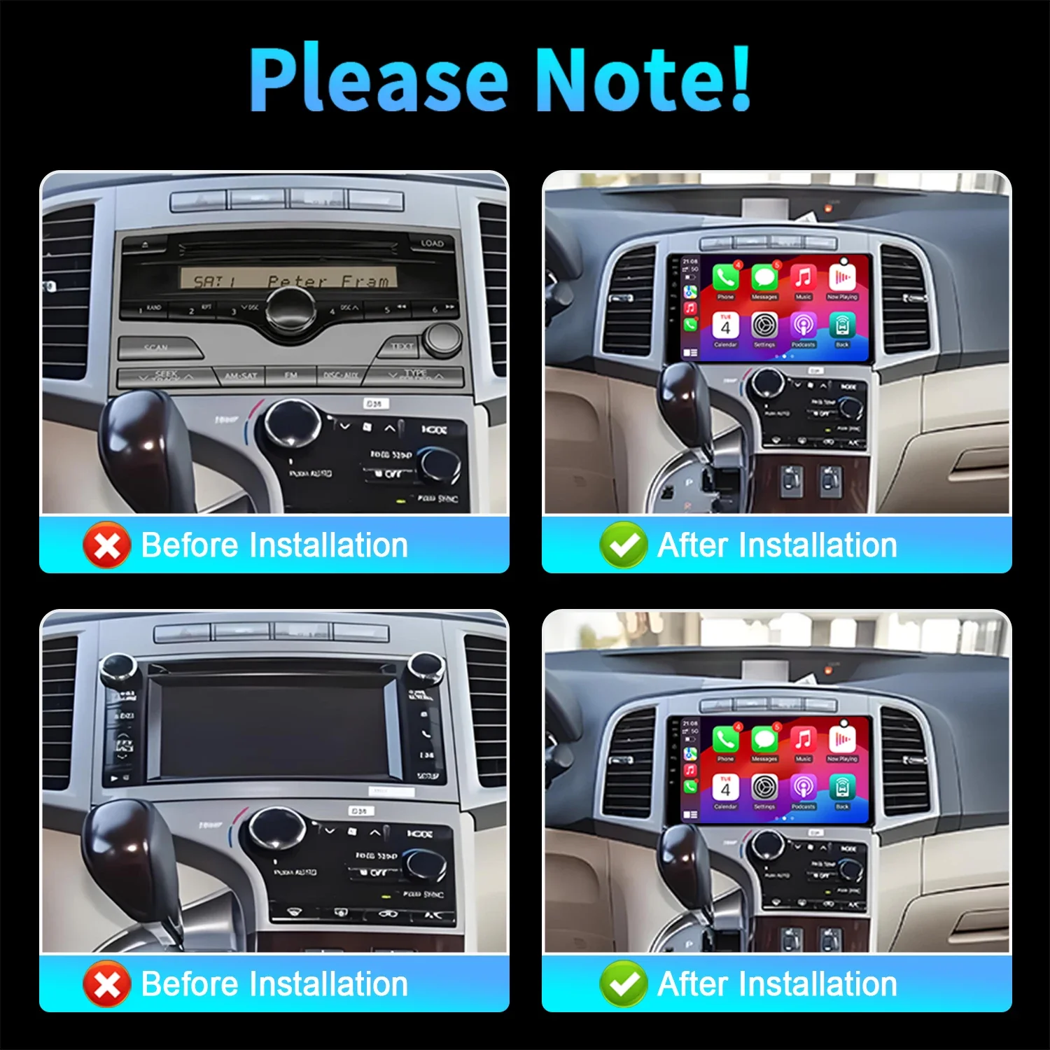 أندرويد 14 راديو السيارة مشغل وسائط متعددة اللمس 2K QLED شاشة لتويوتا فينزا 2008-2016 اللاسلكية BT CarPlay