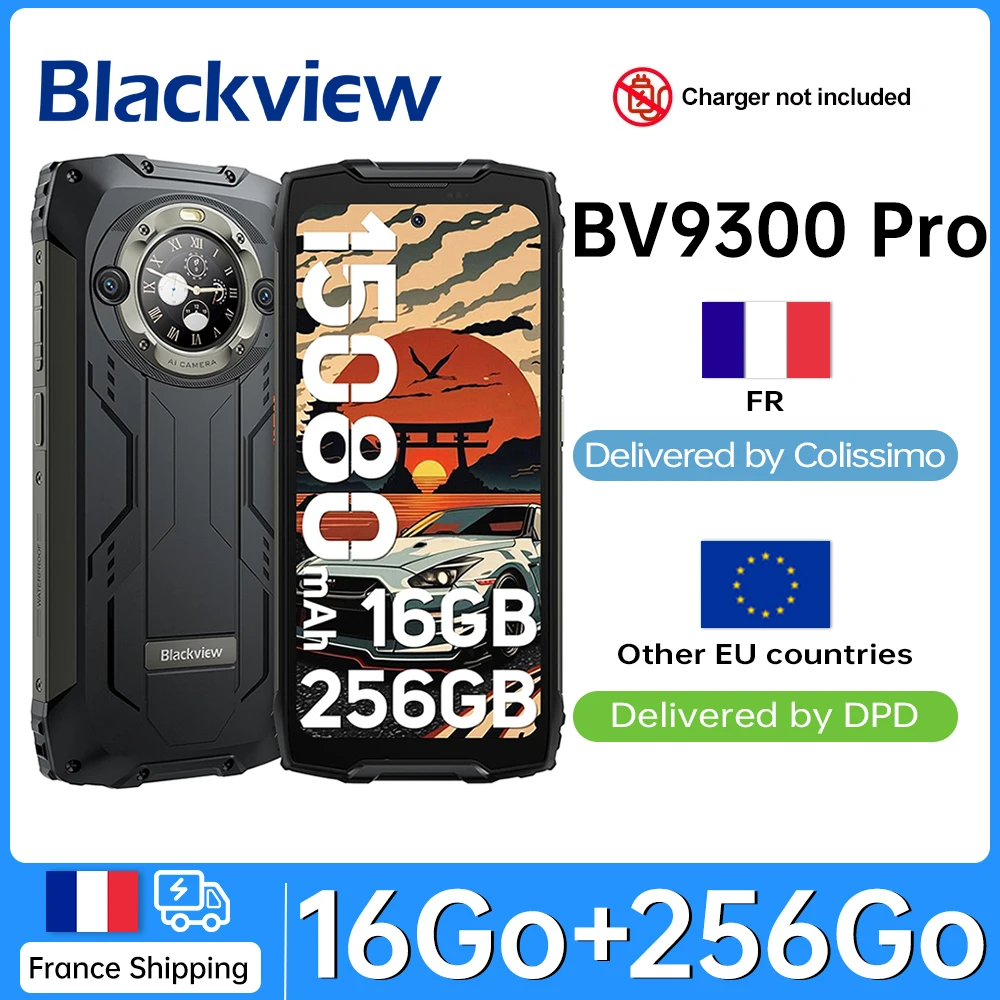 Blackview BV9300 Pro [بدون شاحن الاتحاد الأوروبي] هاتف ذكي متين 16(8+8) ذاكرة الوصول العشوائي 256 جيجابايت ROM 15080 مللي أمبير 6.7 بوصة شاشة 64 ميجابكسل هواتف محمولة NFC
