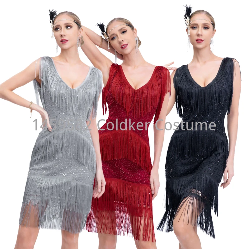 1920s Flapper Dress Great Gatsby Party Evening Sequins Fringed Charleston Dresses Gown Dress Downton Abbey Bridesmaid Wedding