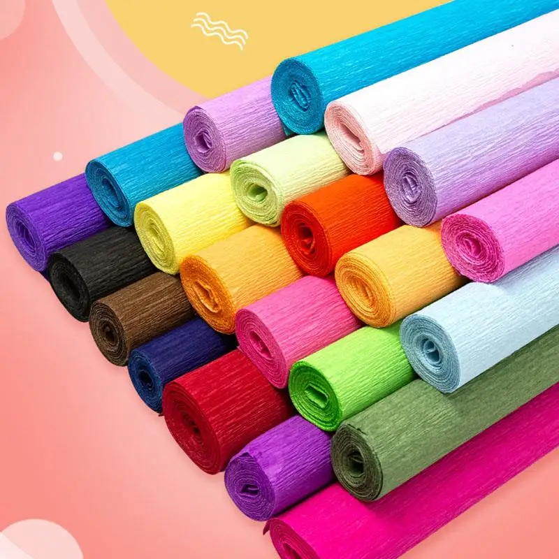 50x250cm Colored Crepe Paper Roll Origami Crinkled Crepe Paper Craft DIY Flowers Decoration Gift Wrapping Paper Craft