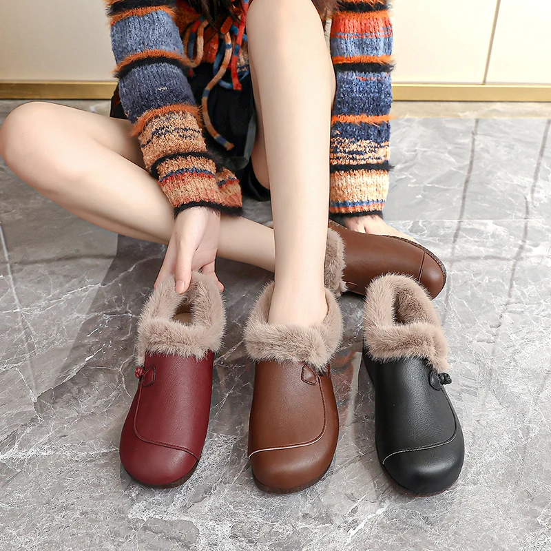 أحذية شتوية جديدة عصرية ومريحة للثلج للنساء، أحذية قصيرة للأمهات والأحذية القطنية غير الرسمية #1