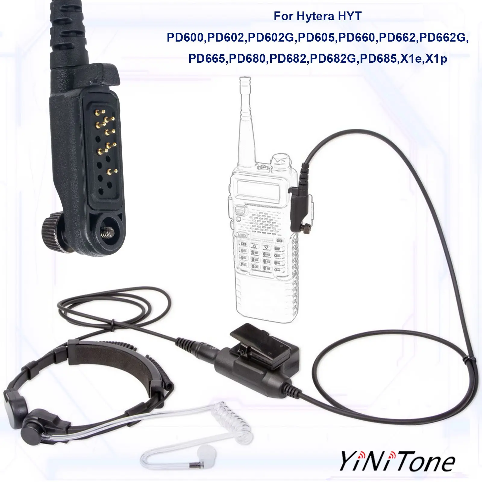 walkie talkie Neck Throat Mic Headphone Set For Hytera HYT PD680 PD602G Throat controlled noise reduction headset with U94 PTT