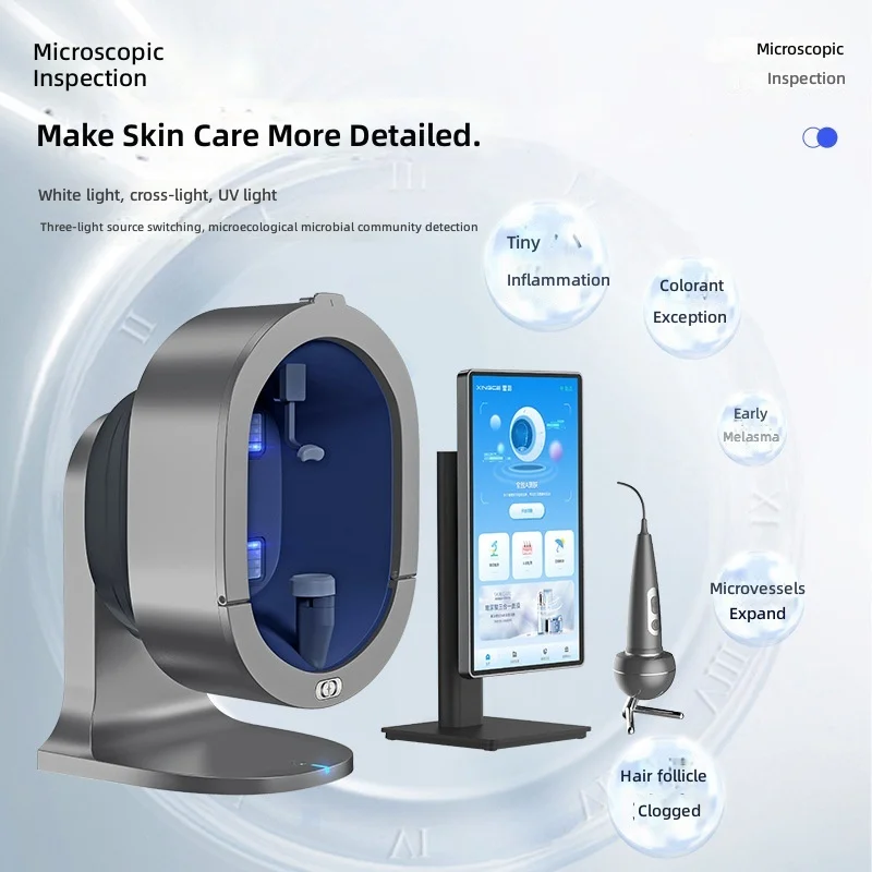 Skin Analyzer with AI Facial Analysis, HD Imaging & Dermoscopic Diagnosis, Professional Beauty Salon Device,Skin Testing Machine