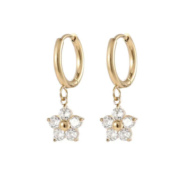 2024 New INS Stainless Steel Earrings 18K Gold Plated Pendant Flower Hoop Earrings For Woman Trendy Party Banquet Gifts