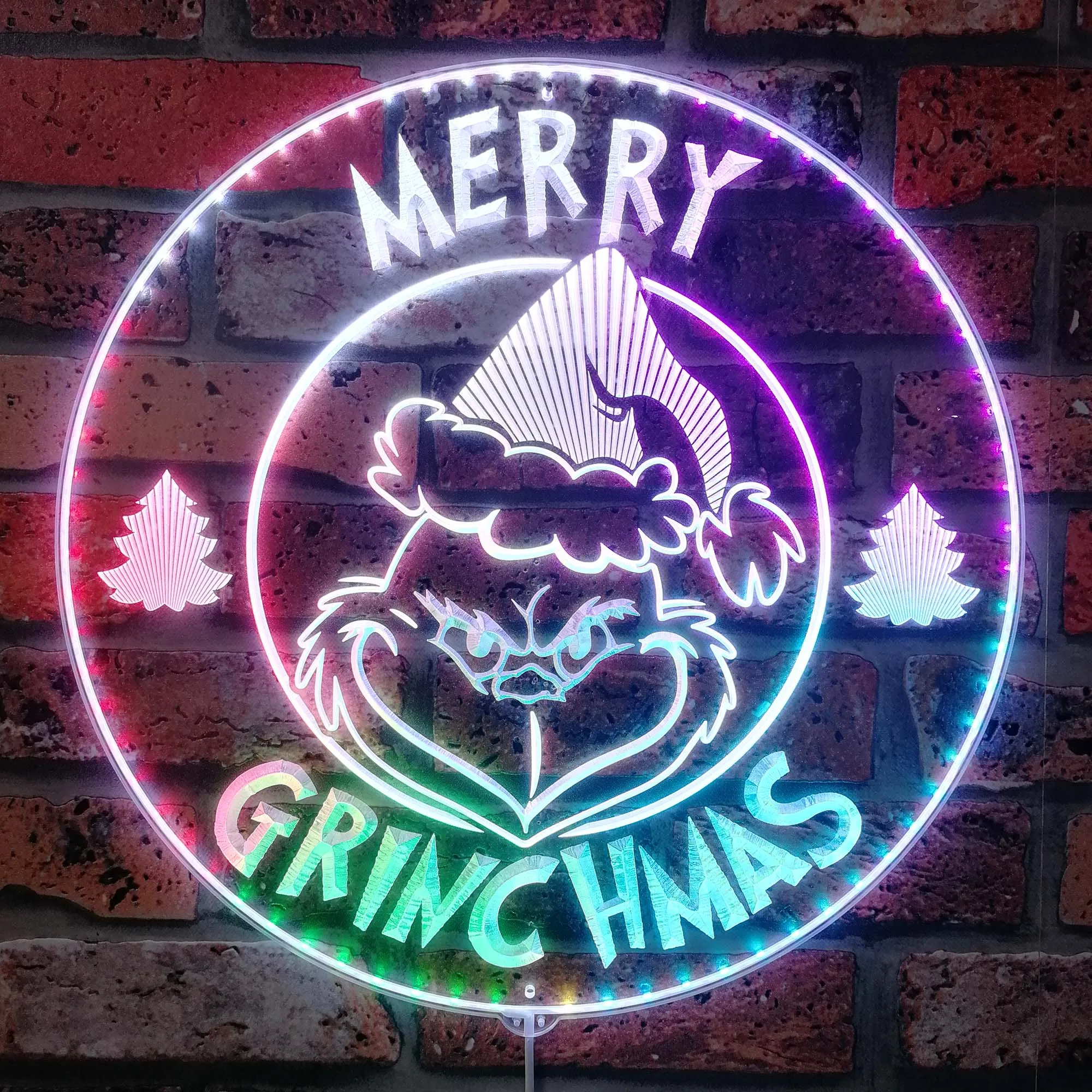 Christmas Grinchmas Game Room Dynamic RGB Edge Lit LED Sign