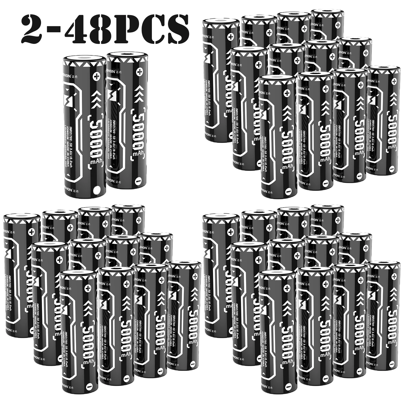 2-48Pc Rechargeable Batteries with Charger 5000mAh Bulk High Capacity Battery 21700 30A Long Lasting For High Discharge/DIY