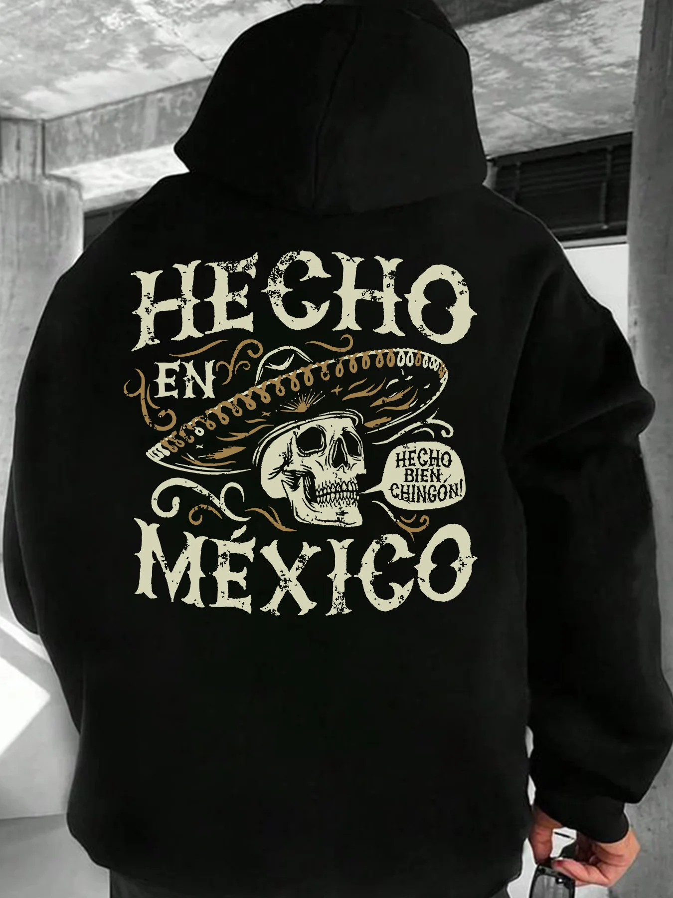 Mexican Style Day of The Dead Patterned Hooded Sweatshirt for Men's Sports Sweatshirt Warm and Casual Autumn and Winter Top