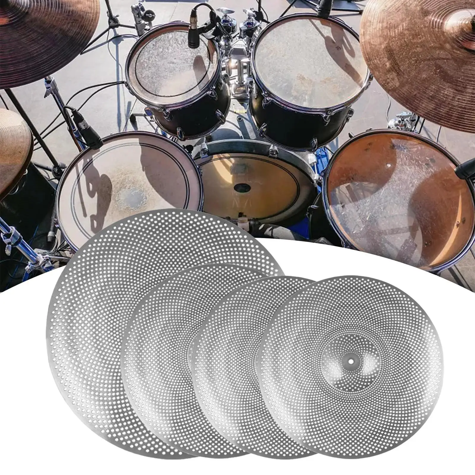 

4 Pieces Drum Cymbals Mute Cymbals Alloy Replacement Percussion Accessories Music Room Sturdy Stage Drummer Practice Cymbals