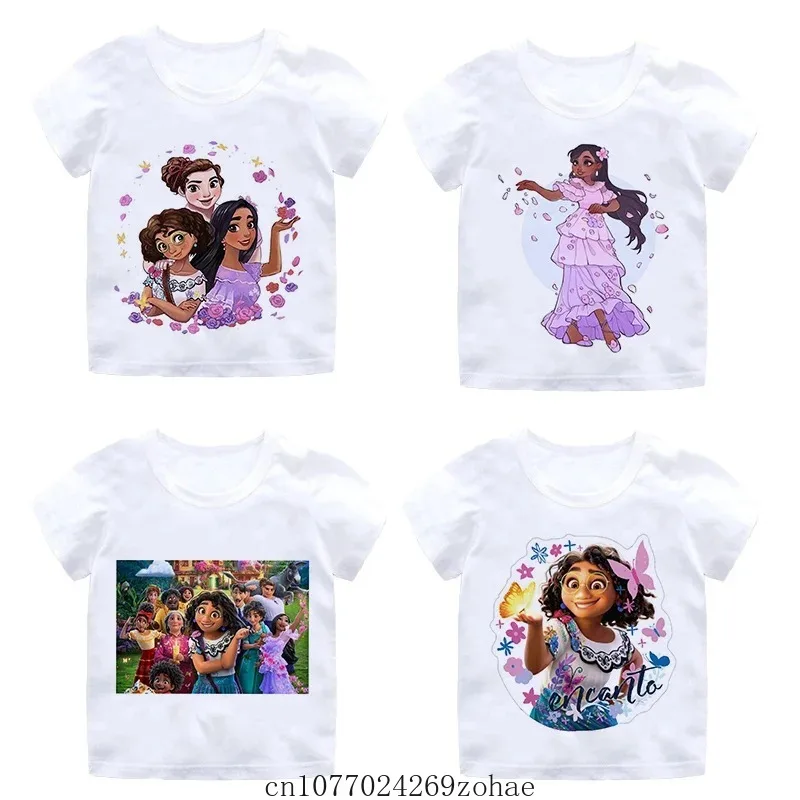 Disney 2024 New Encanto Mirabel Kids Clothes T-Shirts T Shirts Summer Cartoons Kawaii Fashion Anime Tops Boy Girl Outfits Tees