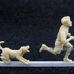 1/35 Scale Resin Figure Model Kit Little Boys and Dogs in History Mini Micro Scene Layout Unpainted Unassembled DIY Toys