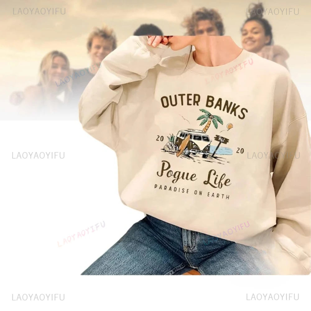 Outer Banks Printed Hoodies Outerbanks Coconut Girl Be Trendy and Comfortable in Our Pullover Woman Man Drop Shoulder Hoody