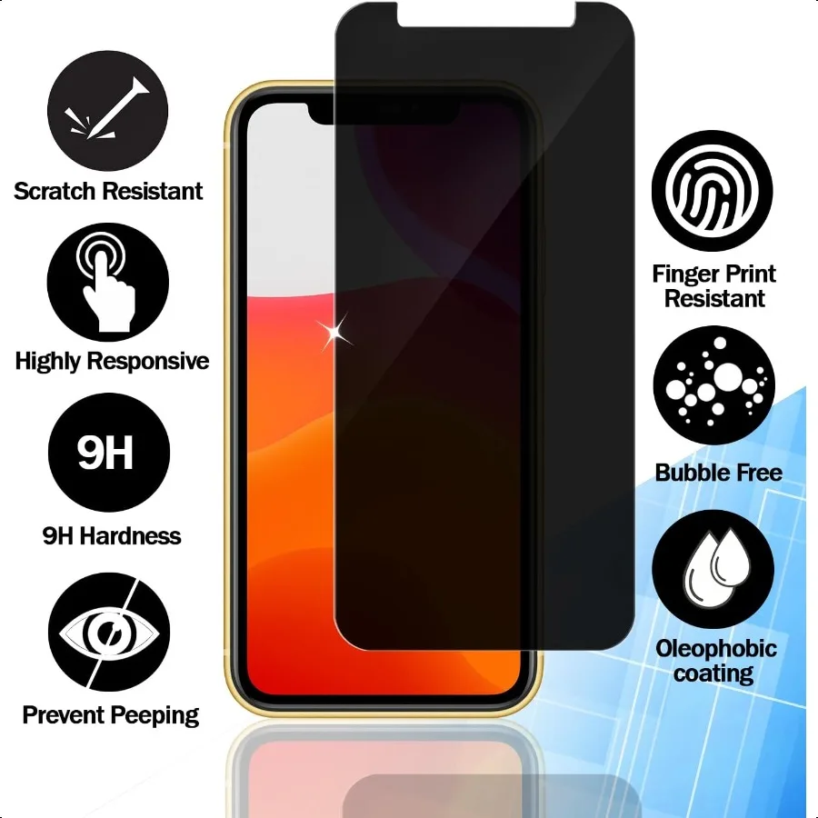 RKINC Screen Protector [3Pack] for iPhone 12 12 Pro 6.1Inch Privacy Tempered Glass Film Screen Protector [Anti Spy][LifetimeWar