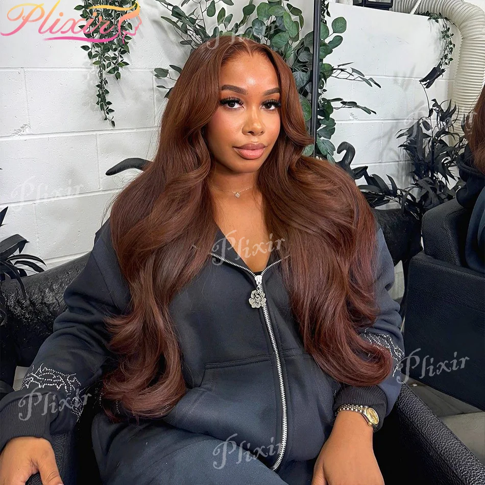 

Объемная волна Шоколадно-коричневый парик из человеческих волос 13X6 13X4 Парики спереди 30 36 дюймов Предварительно сорванные кружевные фронтальные цветные парики Бразильские парики