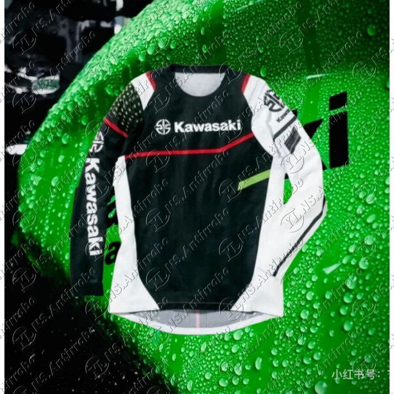 

Kawasaki мотоциклетная гоночная команда мужская футболка с длинным рукавом весна осень женские футболки 2026 новая спортивная одежда топы