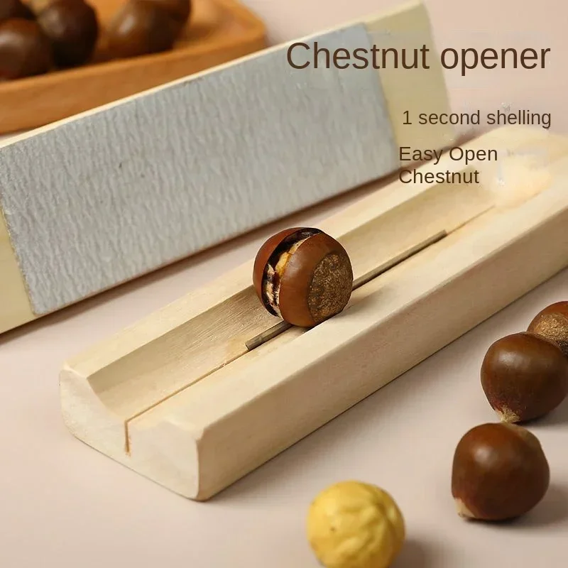 cone chestnut openers chestnut artefacts solid wood peeling raw chestnut lotus seed machine home cross open chestnut tool