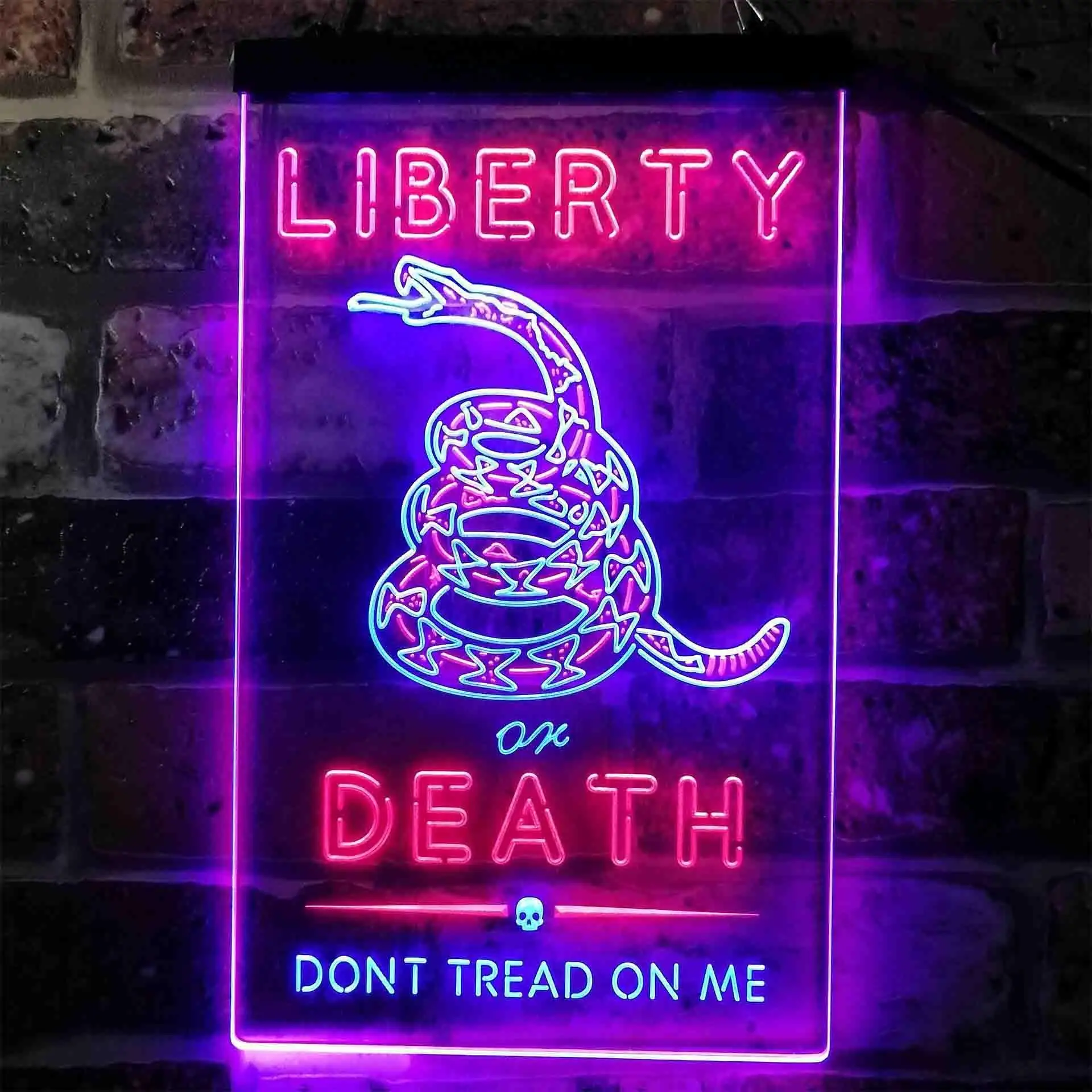 Don't Treat on Me Liberty or Death Snake Dual Color Led Neon Sign st6-i3922