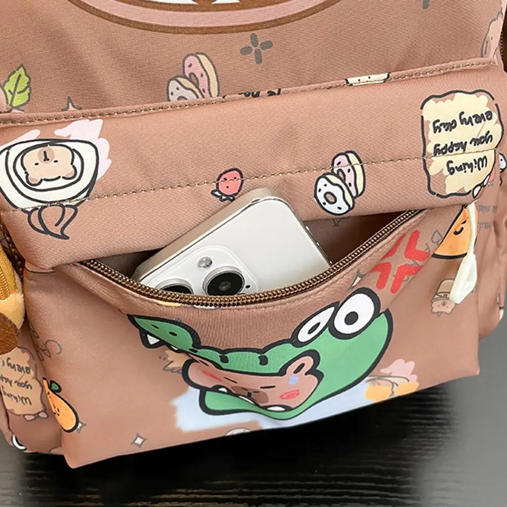 Cartoon Capybara Backpack Large Capacity Ultra-light Breathable Schoolbag Casual Lightweight Waterproof Nylon Backpack