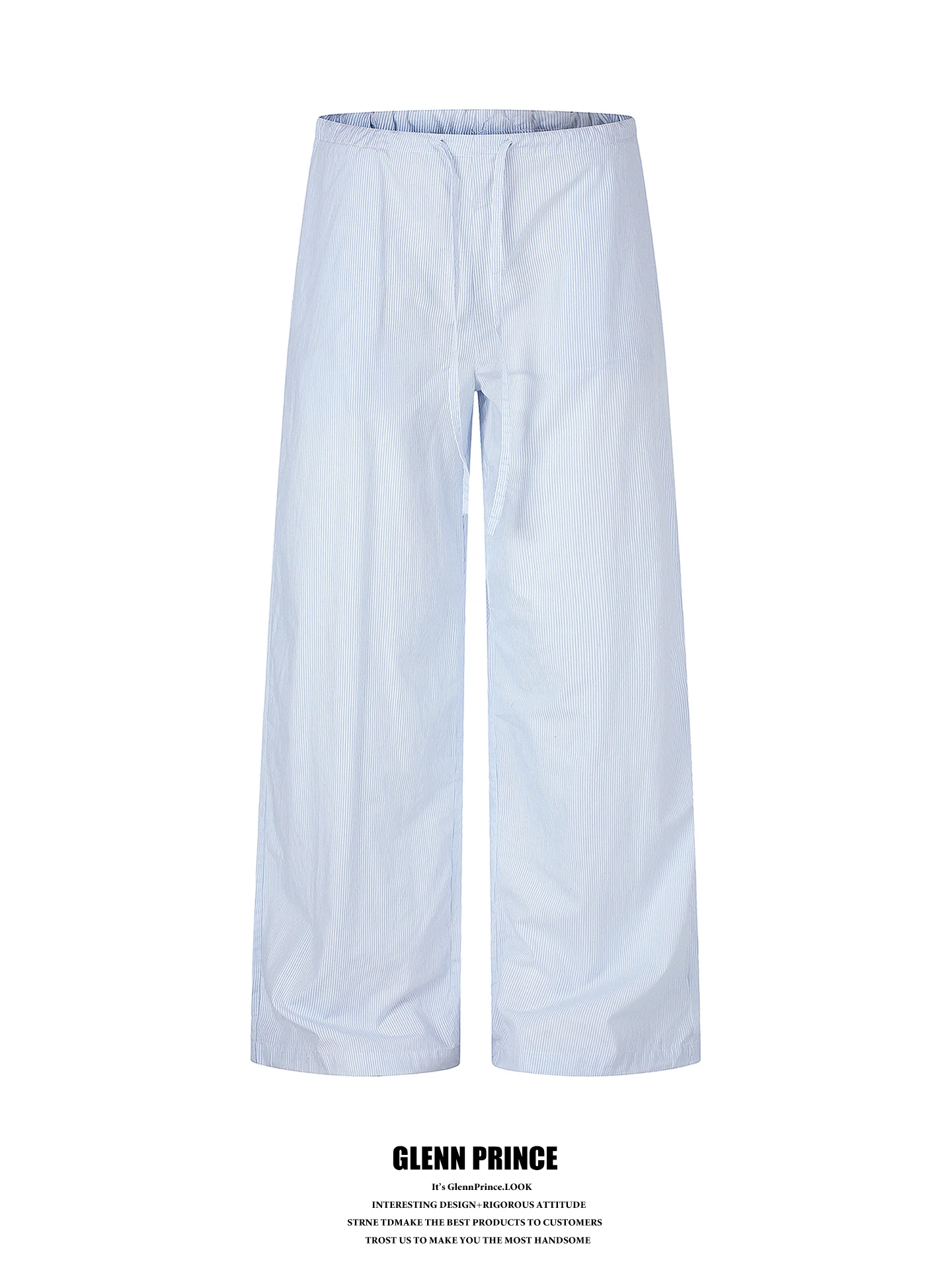 

Lightweight Breathable Pure Cotton Drawstring Stripe Casual Pants Men's Loose Fitting Floor-Length Comfortable Summer Trousers