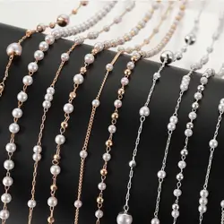 1-10Meters Imitation Pearl Bead Chain 3-4mm Beading Copper Chains For Handmade Necklace Bracelet DIY Jewelry Making Accessories