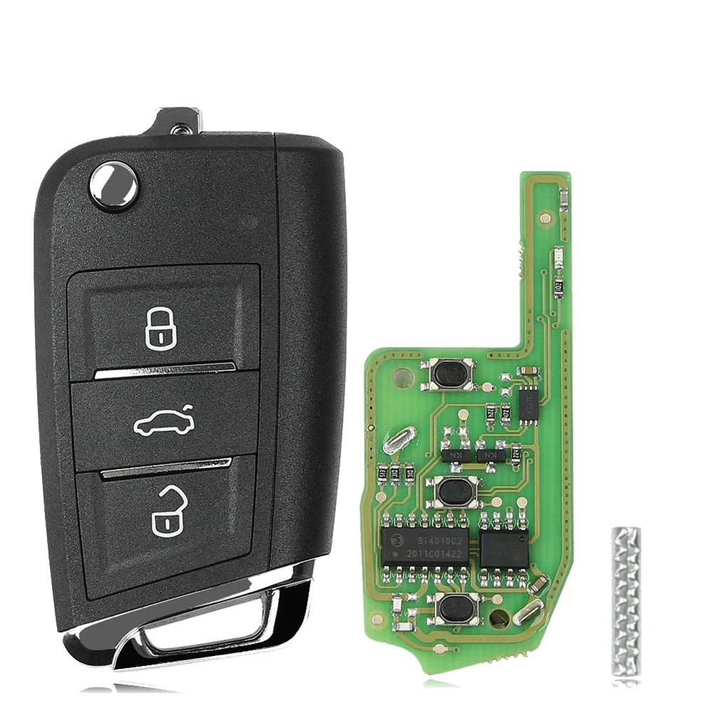 Untuk Xhorse Fob kunci jarak jauh Super, 3 tombol dengan Chip Super bawaan untuk VW MQB tipe VVDI