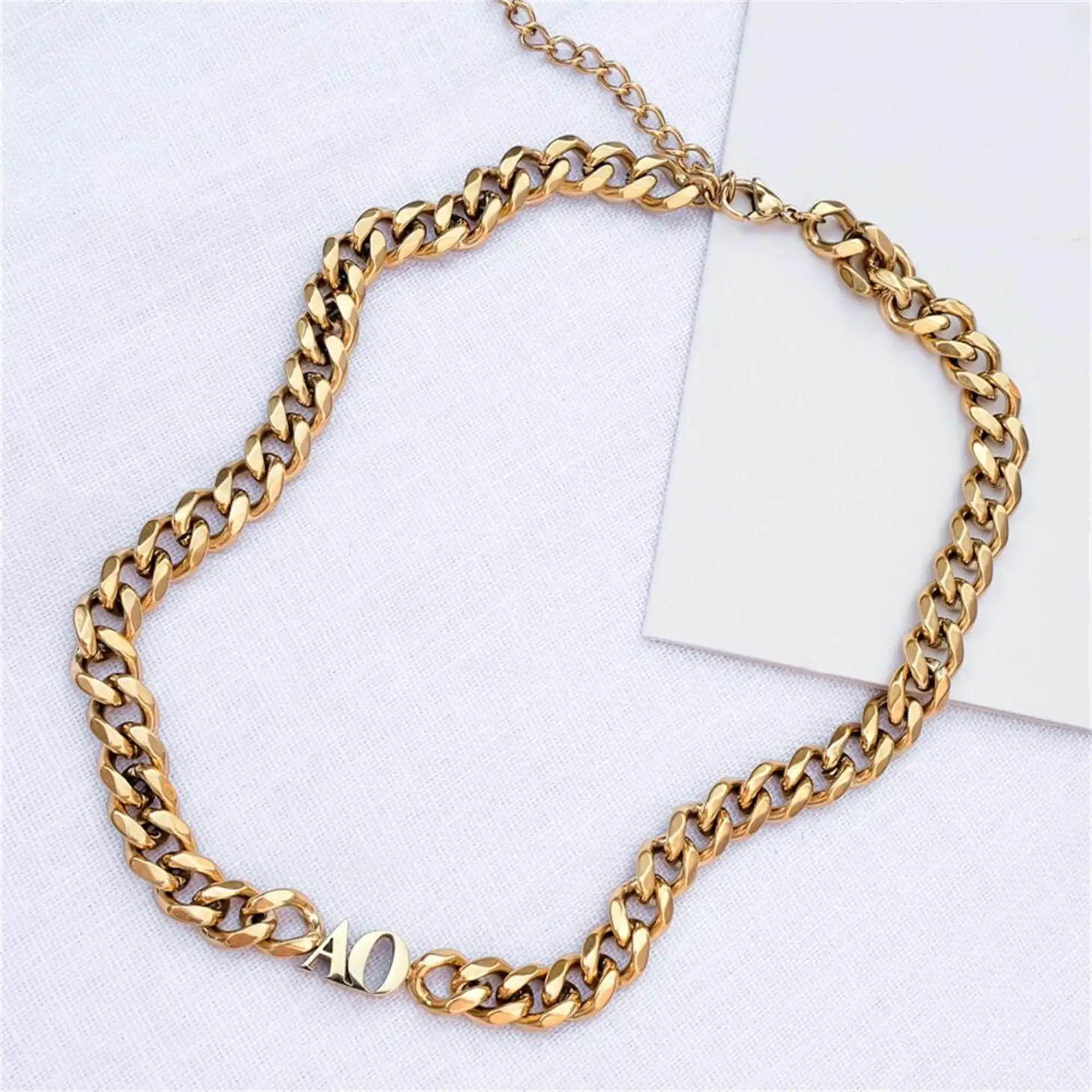 VishowCo Cuban Chain Necklace Custom Name Necklace Stainless Steel Chain Jewelry Hip Hop Women Men Necklace 2023