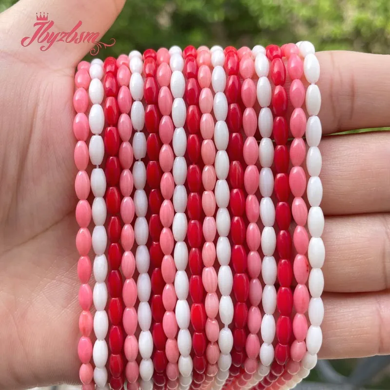 3x6mm Natural Coral Oval Smooth Loose Stone Beads For DIY Necklace Bracelets Earring Jewelry Making Strand 15\