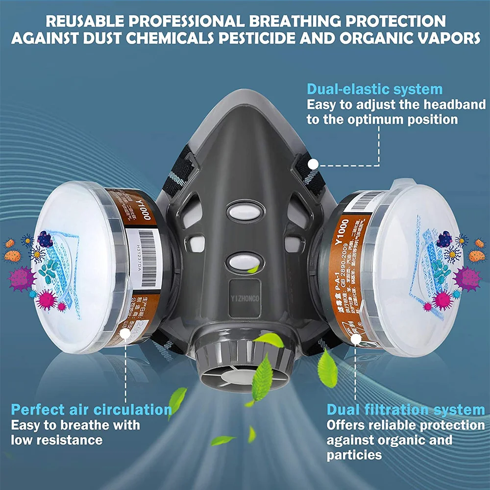 308 maska przeciwpyłowa gazu twarzowego półmaska chemiczna podwójne filtry bezpieczeństwo pracy maski farba w sprayu maska przeciwpyłowa z filtrem