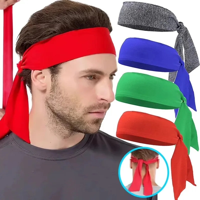 Fitness Tennis Headband Quick Dry Material Sweat Releasing Hygroscopic Hair Band Basketball Sport Solid Soft Knotted Sweatband