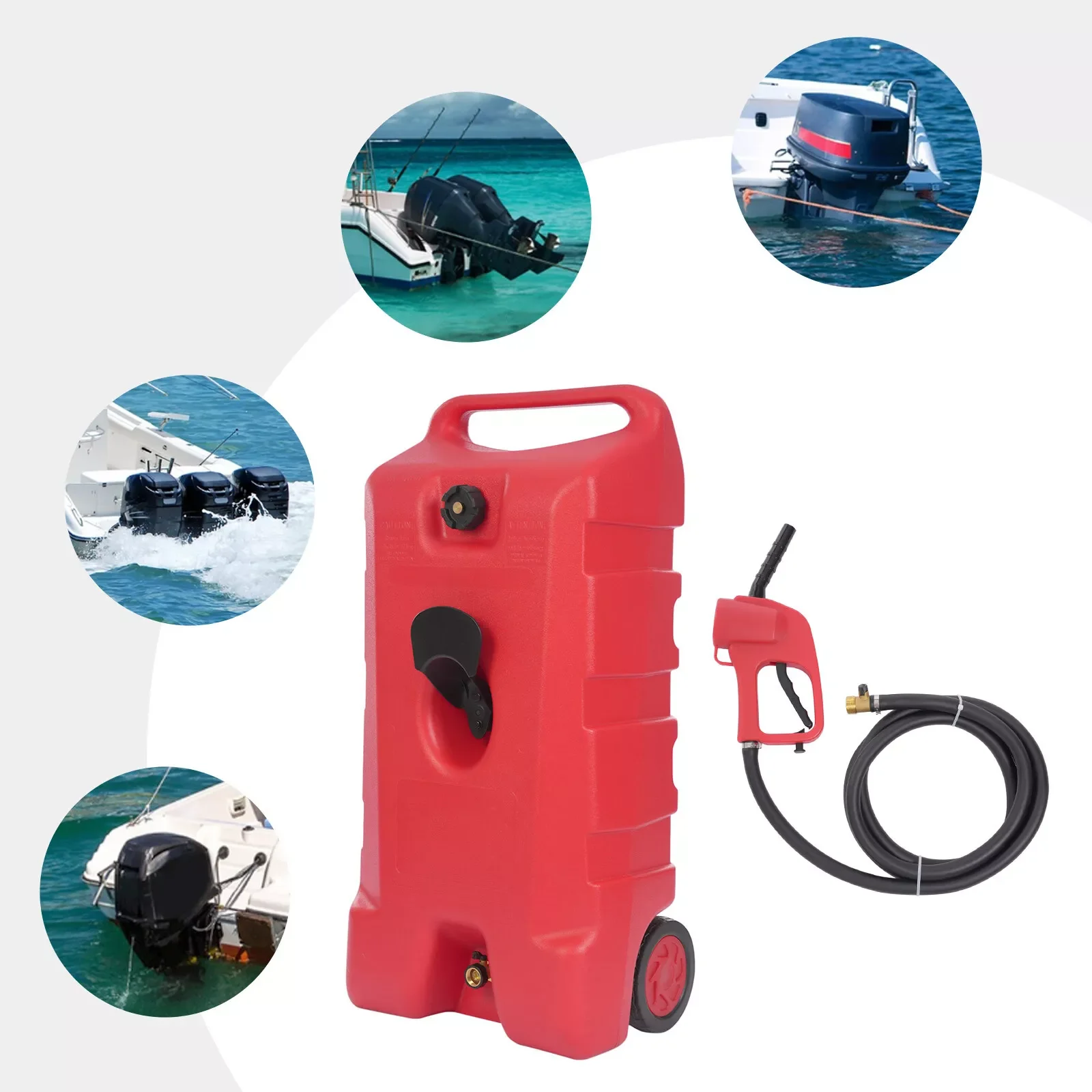 95L 25.1 جالون خزان وقود القارب مع مسدس الوقود في الهواء الطلق الوقود البنزين ل مارينر الأحمر 2 بكرات