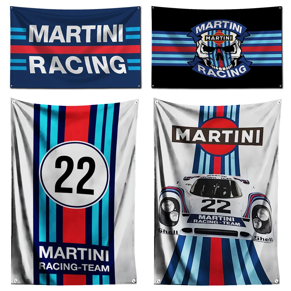 3x5 Ft Martini Racing Flag Polyester Digital Printing Banner for Garage Wall Art Out Door Decoration With Brass Grommets