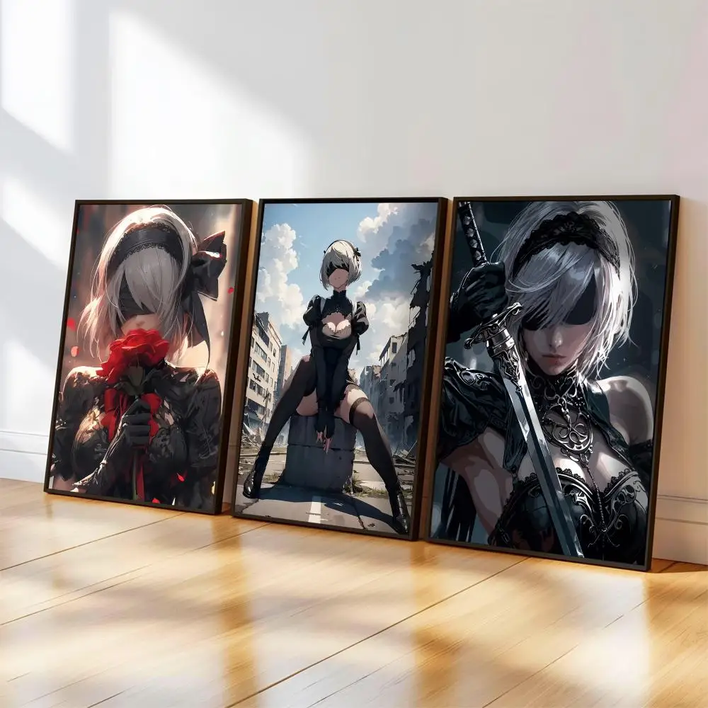N-nieR Automata Anime Vintage Poster Musikalbum-Cover für Zimmer, Leinwandgemälde, Kunstdruck, Heimwanddekoration, Bild, Geschenk