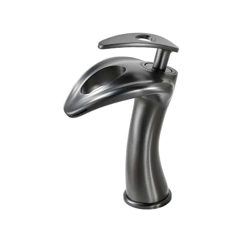 

Gun gray creative waterfall faucet washbasin bathroom cabinet hot and cold toilet raised table basin household all copper