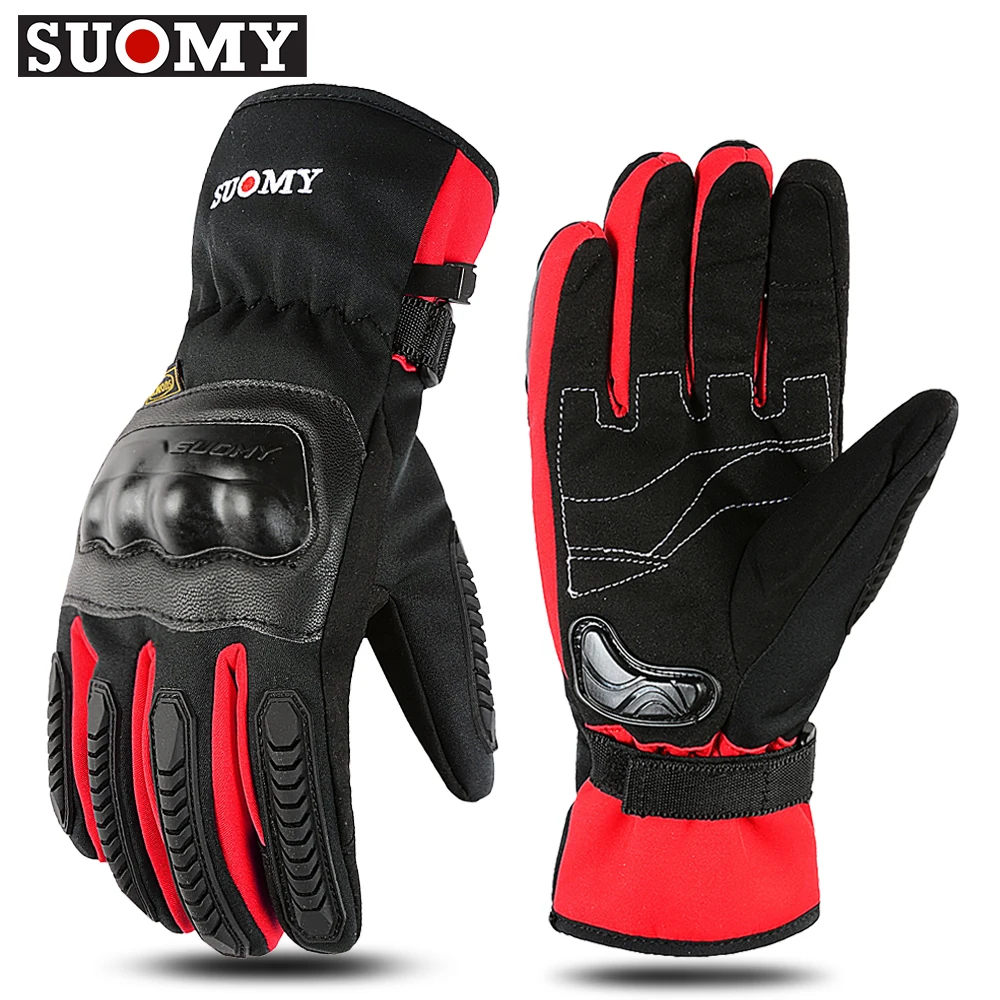 SUOMY Motorcycle Winter Gloves Waterproof Cycling Riding Gloves Hard Shell Windproof Guantes Moto Motorbike Gloves Touchscreen