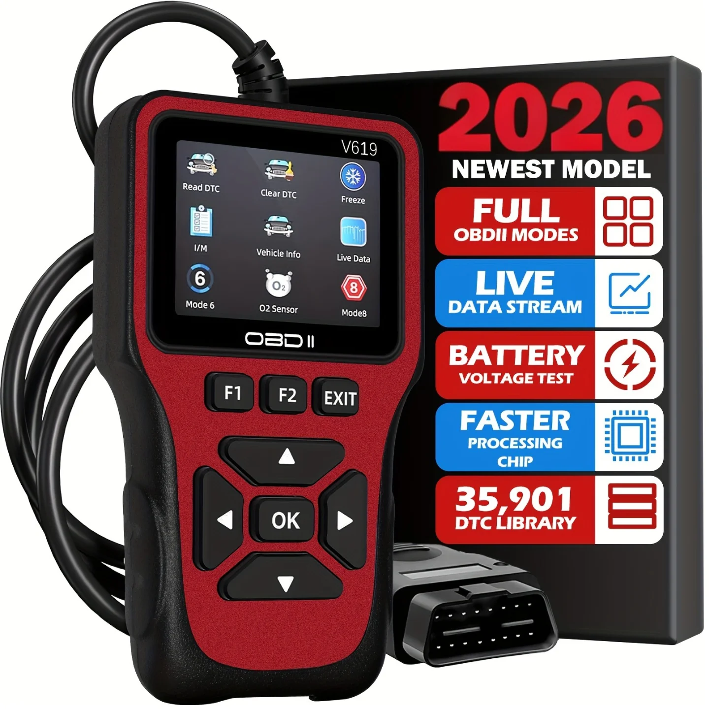 V619 Auto-Diagnosegerät Kfz-OBD2-Scanner für Motorkontrolle mit Farbbildschirm 2026 – Detail 8
