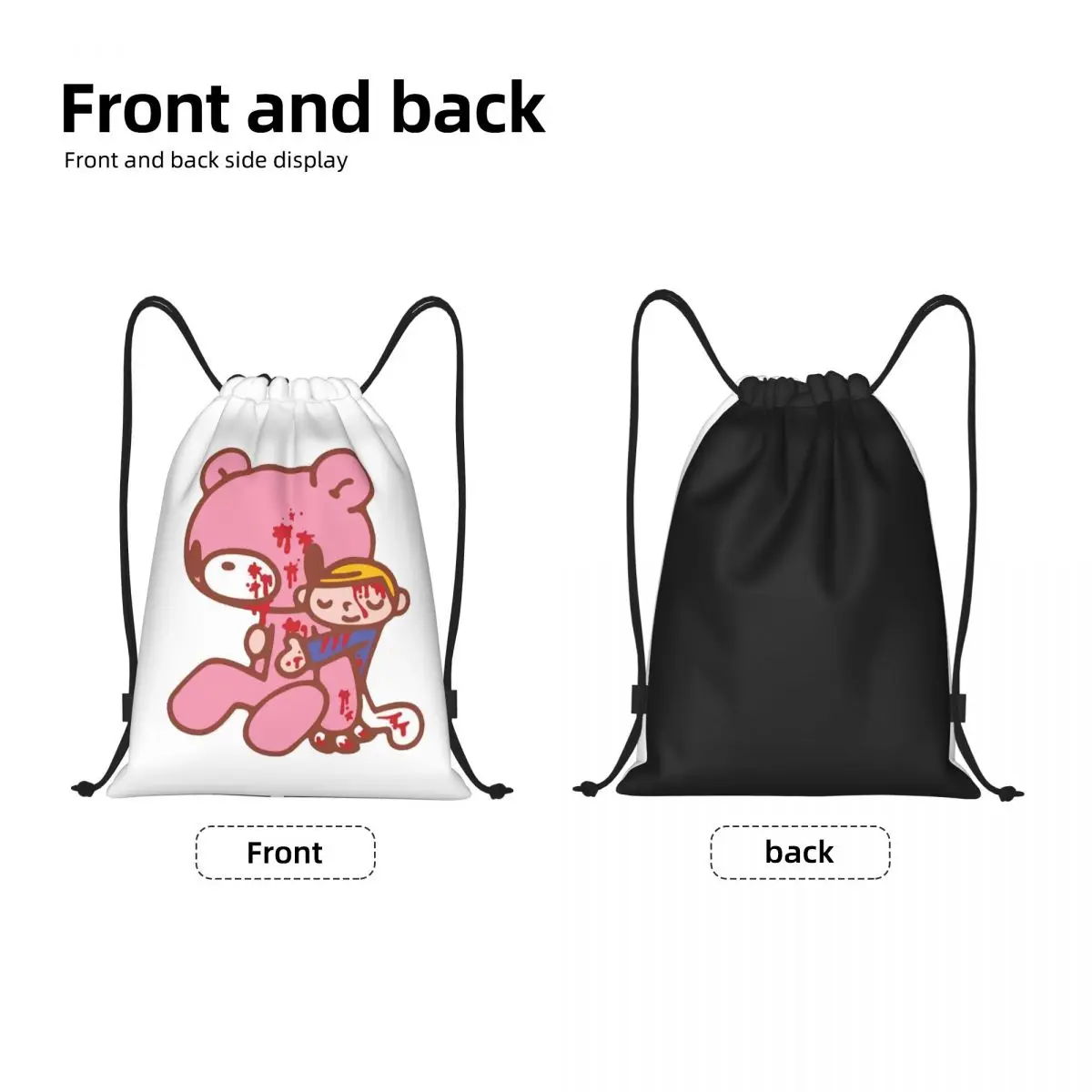 Gloomy Bear Cartoon Manga Drawstring Backpack Women Men Sport Gym Sackpack Portable Training Bag Sack