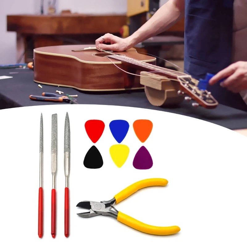 Guitar Bass Fret Wire Nipper Puller Fret Tools String Cutter Scissors with Files & Pick Guitar Repair Accessories