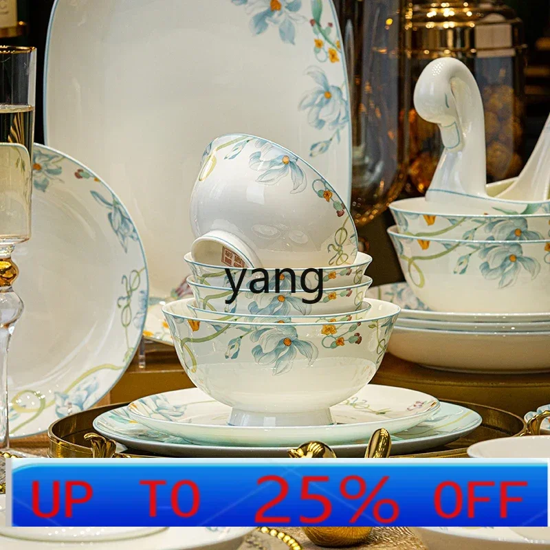 

LH tableware set, new bowls and plates, household Chinese pastoral ceramic bowls