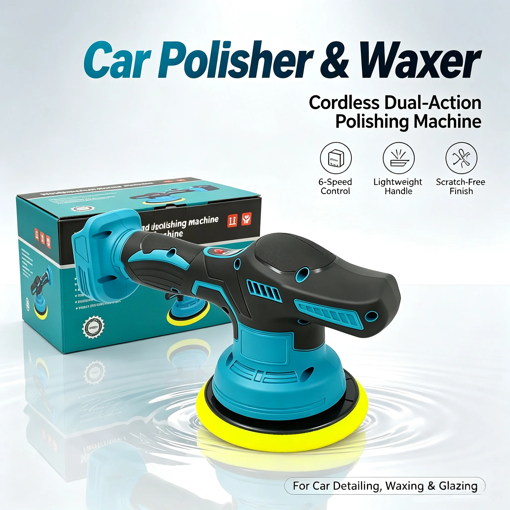 Wireless 18V Electric Car Polisher Rotary Buffer Machine for Waxing Sanding Sealing Glazing Auto Detailing Tools Power Car