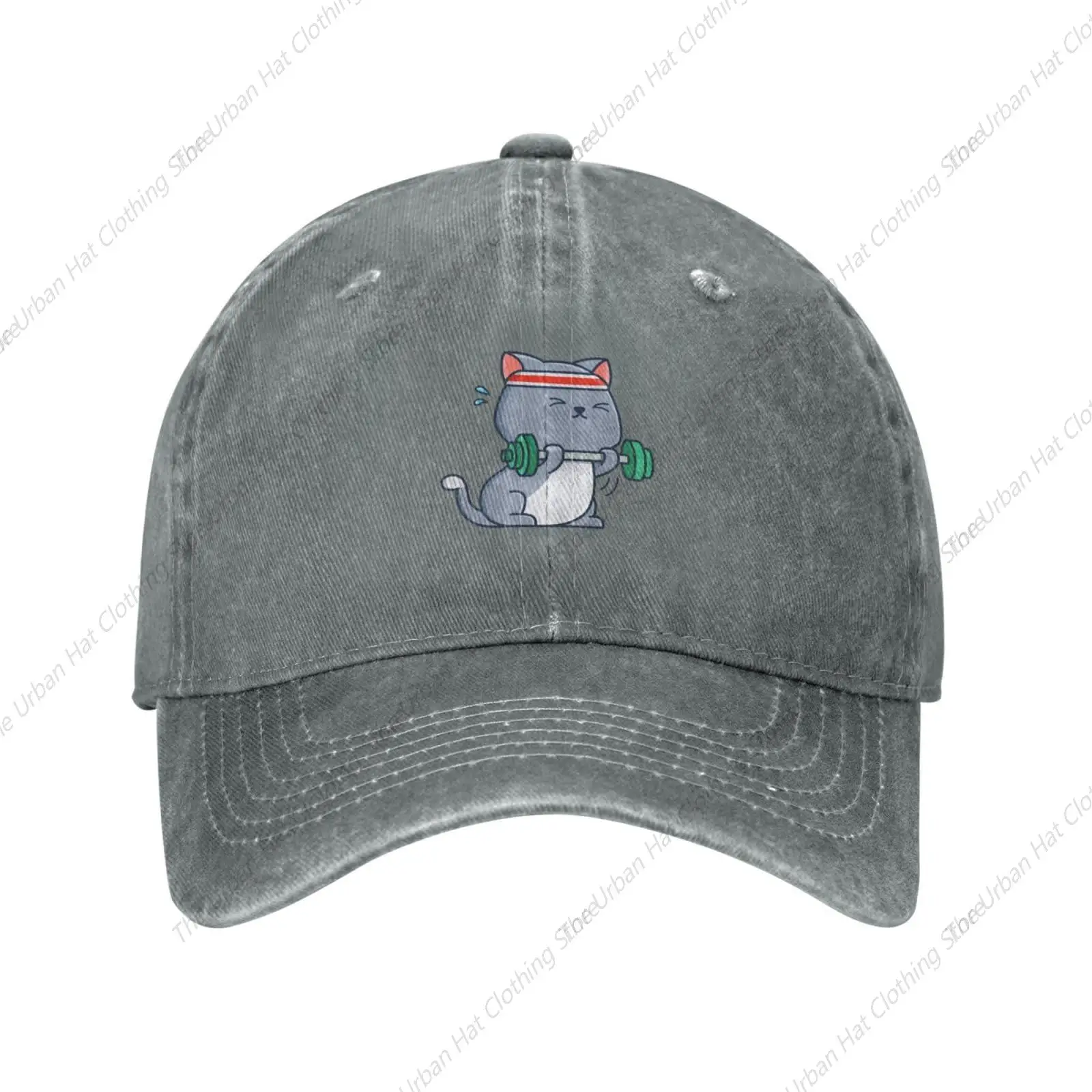 Cute Exercise Cat Baseball Cap for Men Women Adjustable Washed Vintage Cotton Trucker Hats