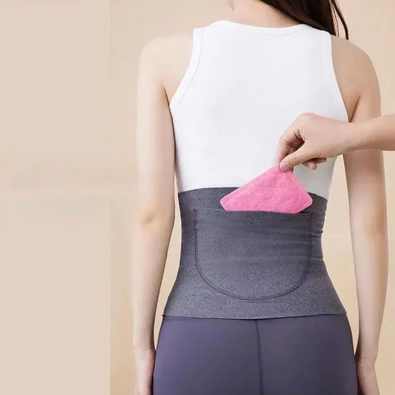 التدفئة الذاتية عالية الجودة مع جيوب حزام الخصر الدافئ مرونة الخصر حزام داعم أسفل الظهر قطني الظهر هدفين #3