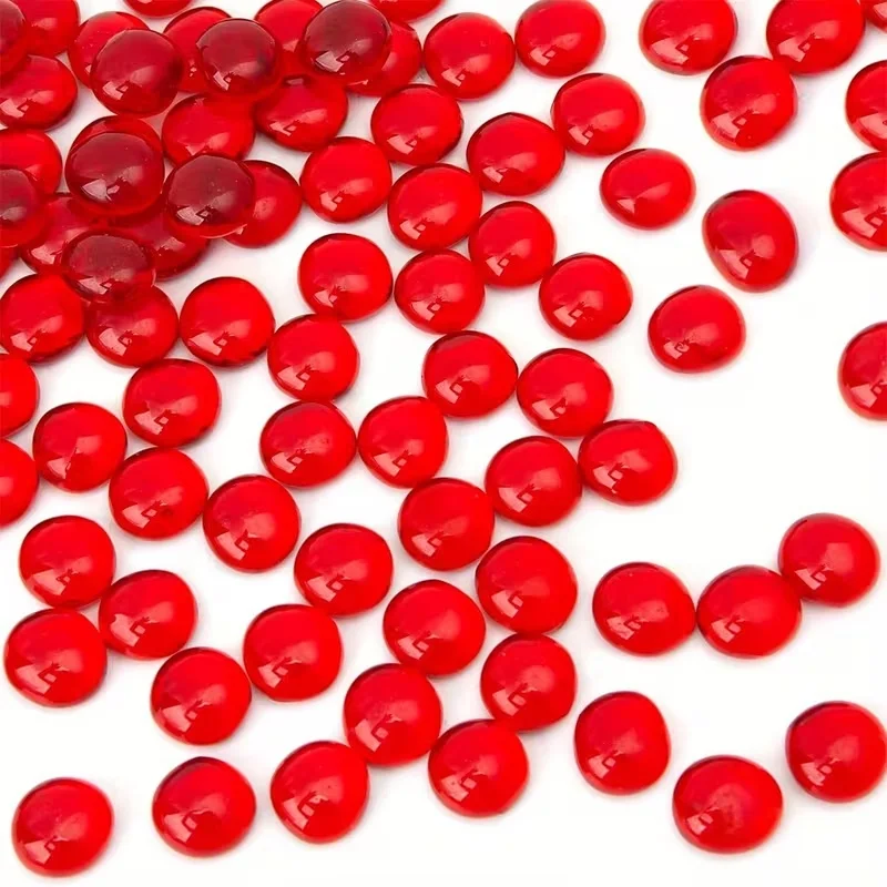 Cuentas planas de vidrio transparente rojo de 80g/200g para arte mosaico, suministros para manualidades DIY para decoración del hogar, decoración de jardín y material DIY