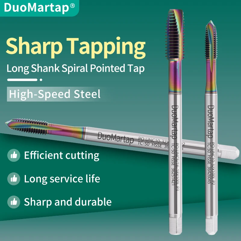 

Машинные резьбонарезные метчики Duo Martap HSSE-M35 JIS Standard с длинным хвостовиком 100 мм, спиральные, UNC 2-56, 6-32, 8-32, 1/4 UNF 10-32