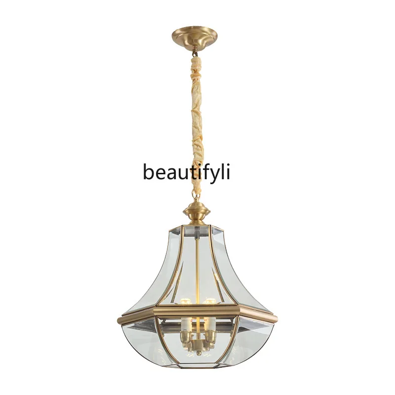 

LBX American-Style Copper Chandelier Waterproof Pavilion Sunshine Room Villa Balcony Entrance Corridor Light