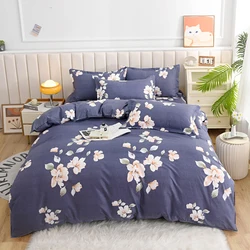 Solstice Home Textile Cotton Bedding Duvet Cover Set Flat BedSheet Pillowcase Bedclothes Bed Linen Queen King Size 3 Or 4Pcs