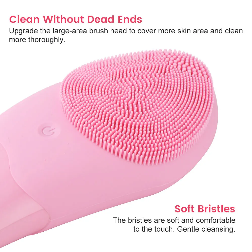 فرشاة تنظيف الوجه الكهربائية سيليكون بالموجات فوق الصوتية الاهتزاز منظف الوجه المسام العميقة البثرة التطهير الجلد الوجه مدلك #2