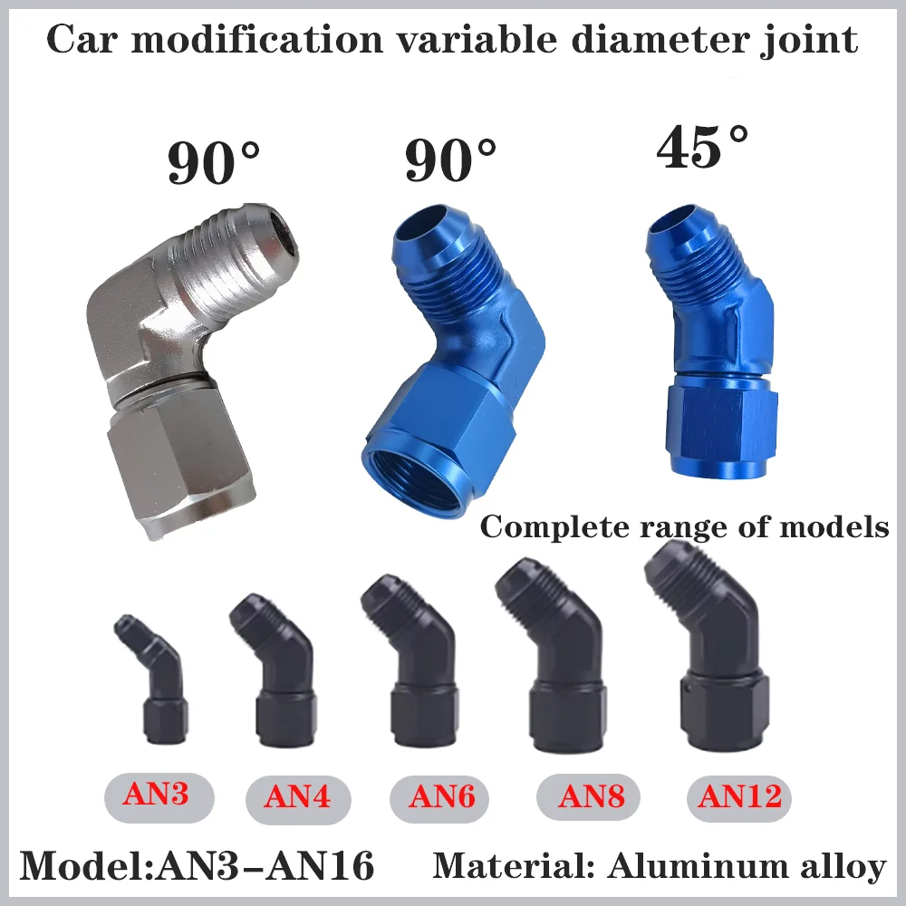 

Oil Fuel Fittings Anodized Aluminum Adapter 45 90 Degree Female AN3 4 6 8 10 12 16 Swivel Adaptors To Male Black Blue Silvery