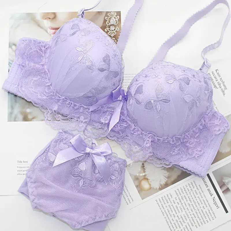 اليابانية الفتيات رفع الملابس الداخلية مجموعة النساء مثير الدانتيل السيدات Bralette الإناث الملابس الداخلية لينة تانك المحاصيل الأعلى نشط الأزهار الصدرية مجموعة