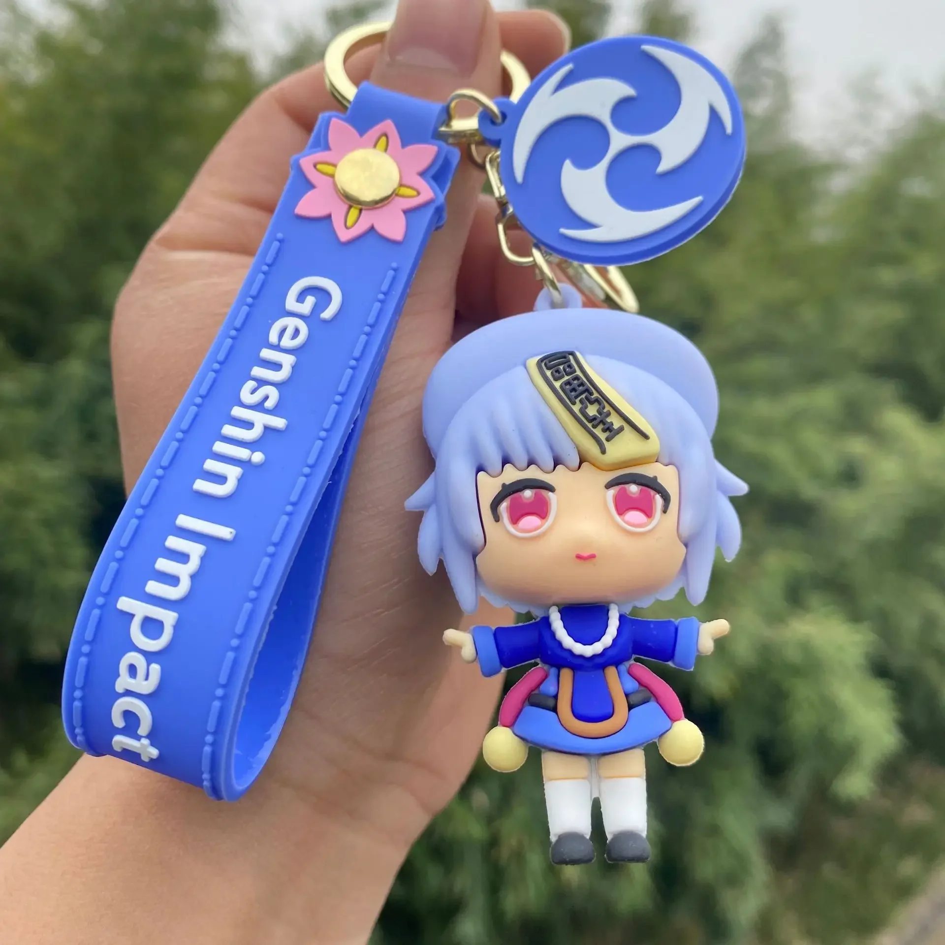 Genshin Impact Fantasy Figurines Q Edition Keychain Lumine Aether Zhongli Exquisite Good Workmanship Festival Gift for Friend