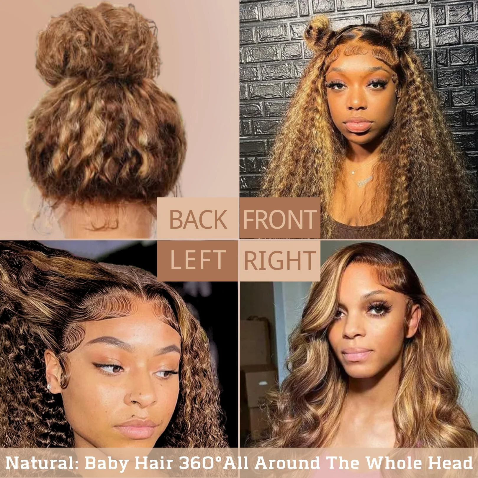 4/27 Highlight Ombre Curly 360 Full Hd Lace Front Wig Honey Blonde Deep Wave Frontal Wig With Invisi Drawstring Human Hair Wigs