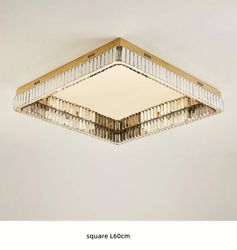 Crystal LED Dimmable Ceiling Lights Home Square Steel